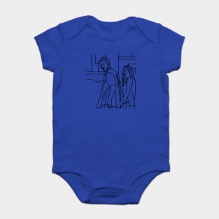 Distracted Boyfriend Meme and his Girlfriend Outline Baby Bodysuit